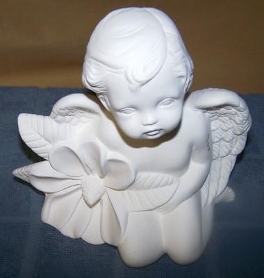cherub with flower