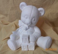 Teddy bear bank with blocks