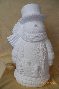 snowman with church scene