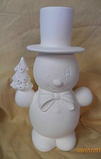 Putz style plain snowman with tree