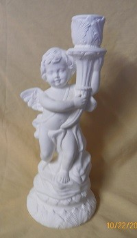 tall cherub candle holder, wing on left