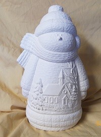 medium snowman with church scene