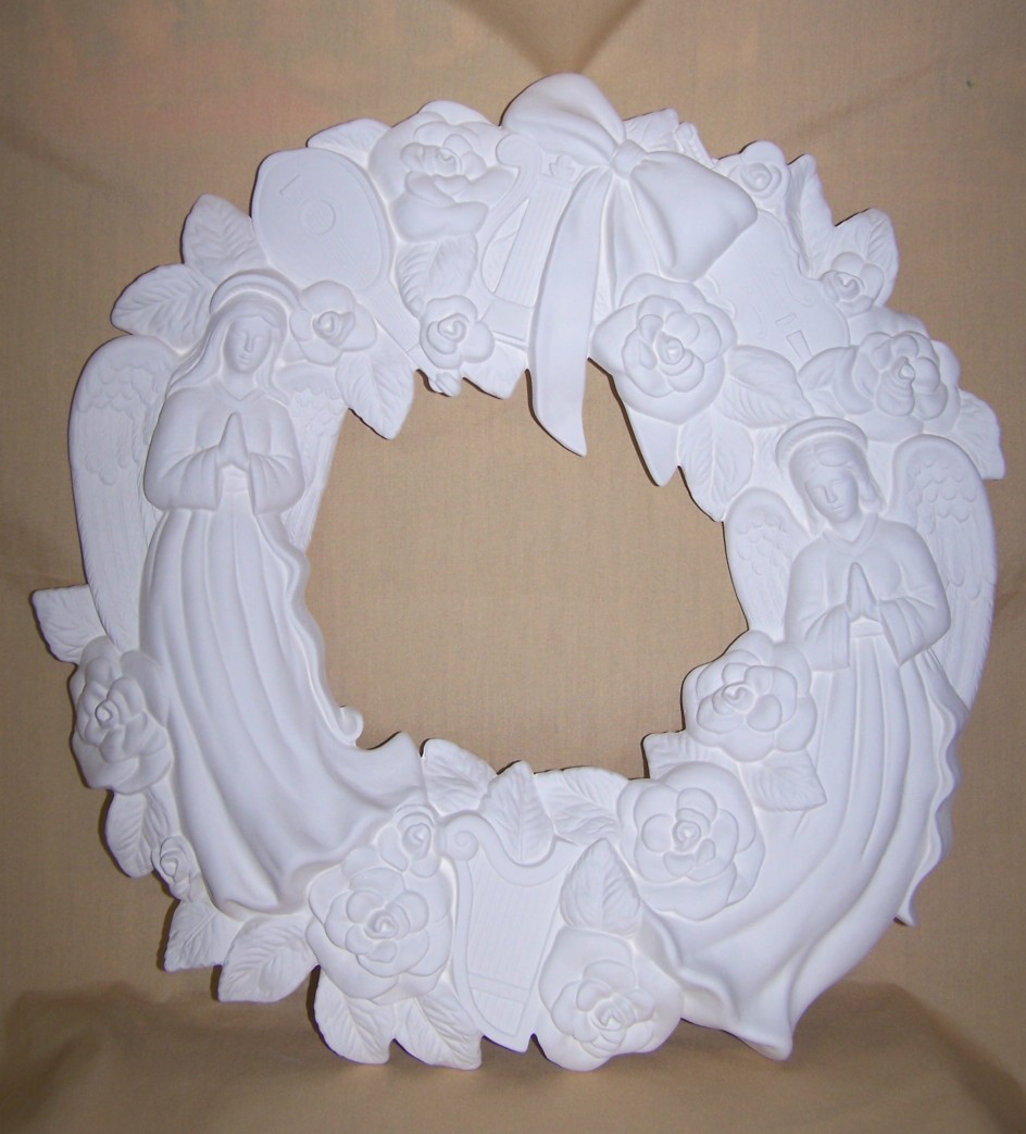 angel wreath with roses