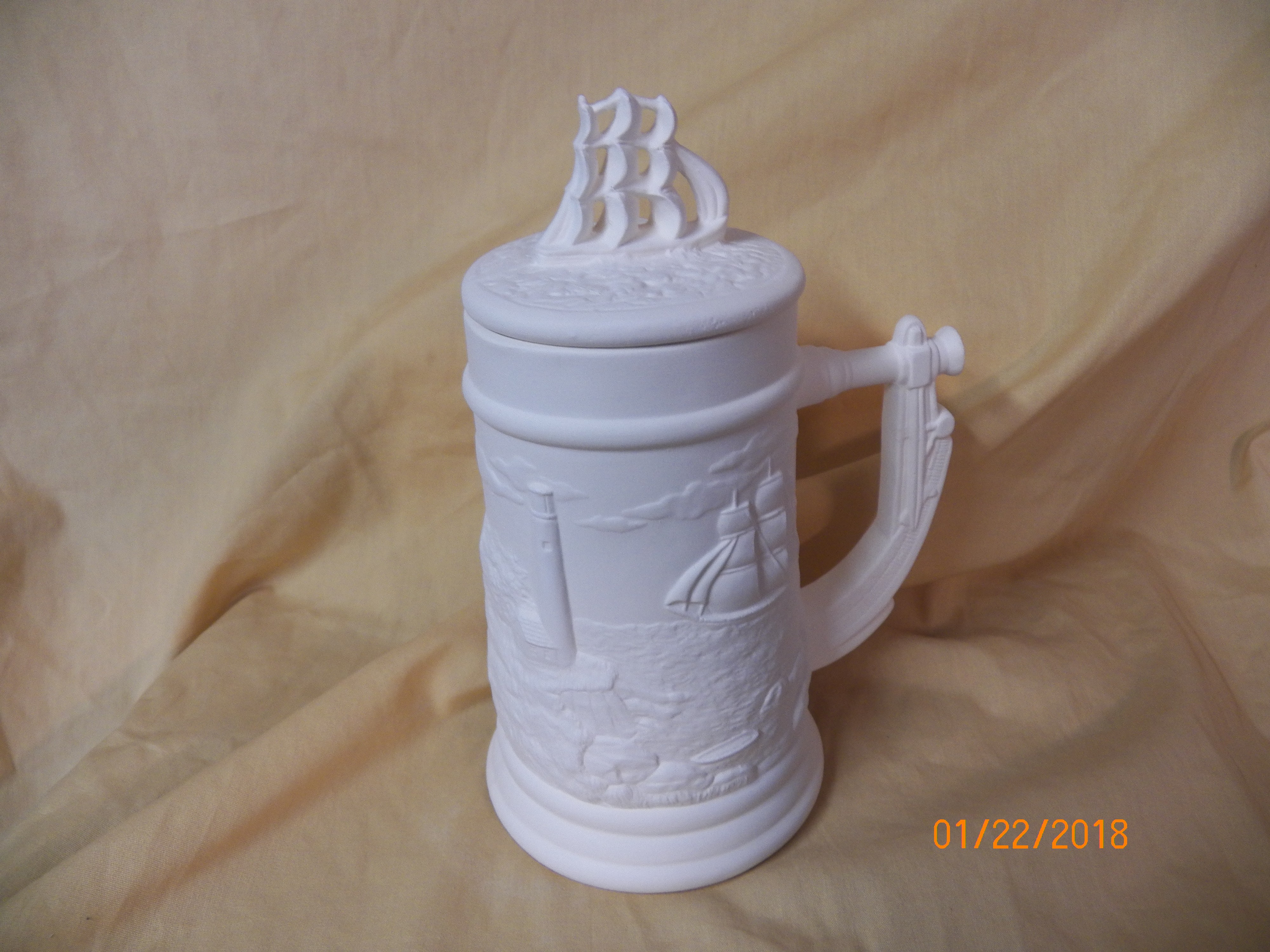 small stein with sailing ship