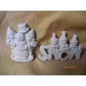 2 ornaments featuring snowmen