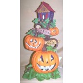 pumpkins with birdhouse