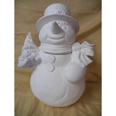 snowman with tree cookie jar