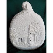 large pumpkin with windows cut out